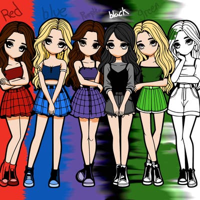 a group of girls realistic