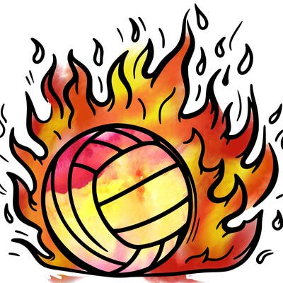 volleyball on fire