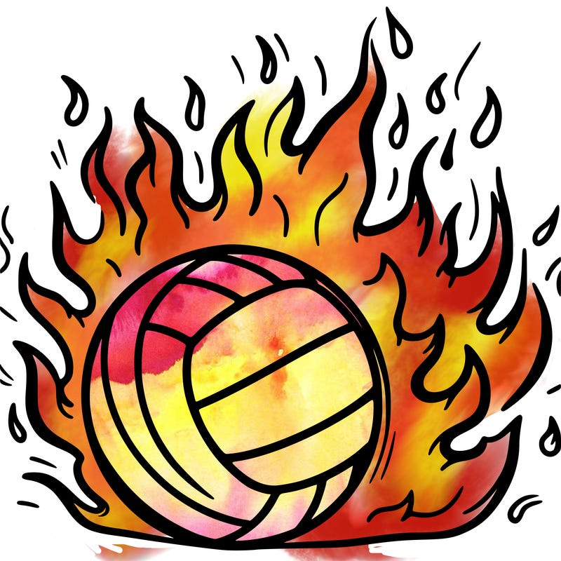 volleyball on fire