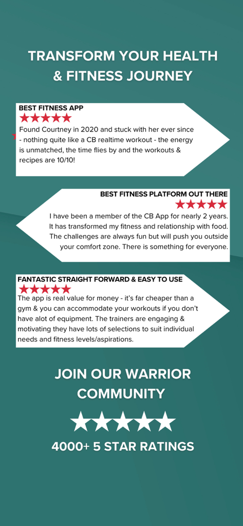 Courtney Black Fitness - Five star reviews and community testimonials for the Courtney Black Fitness app