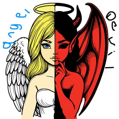 realistic angel half demon