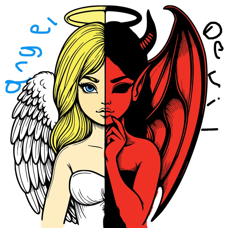 realistic angel half demon