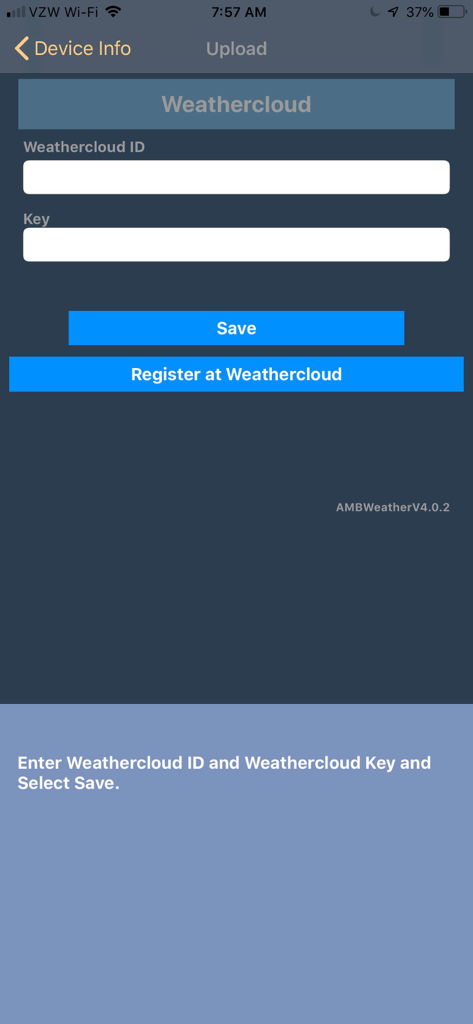 awnet - awnetアプリのWeathercloud IDとKeyを入力するためのインターフェース。