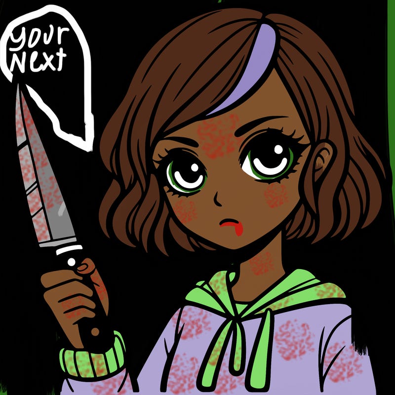a girl with a knife