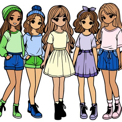 a group of five girls