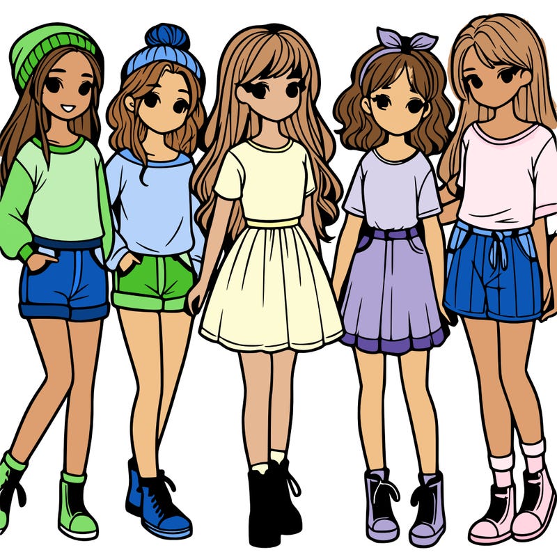 a group of five girls