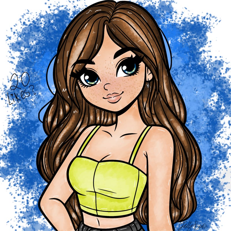 a pretty girl portrait in a crop top and has long hair and pretty eyes