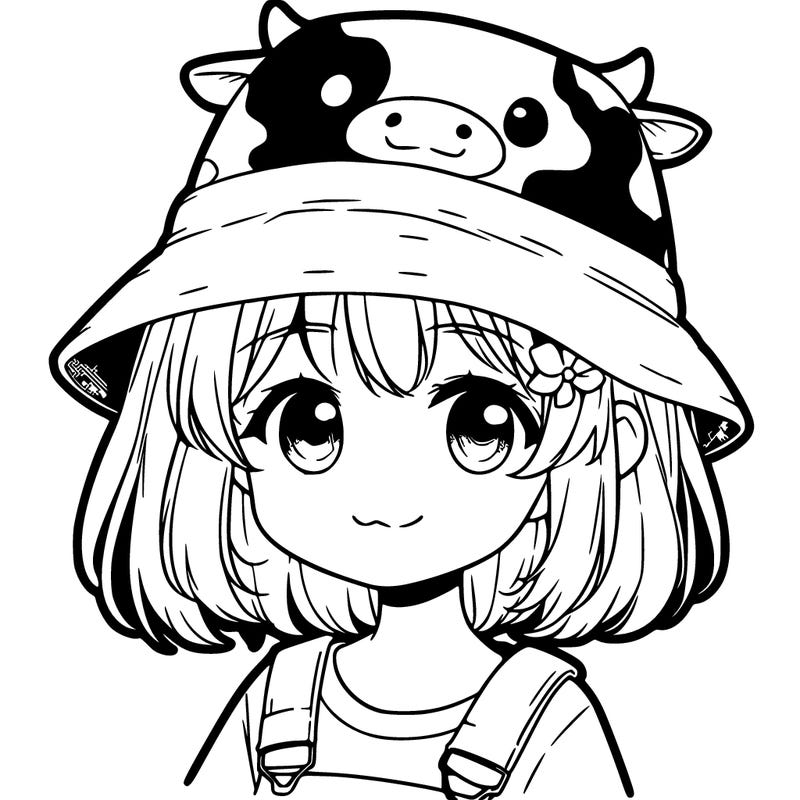 girl  with  cow bucket hat  manga