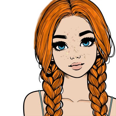 realistic girl with braids