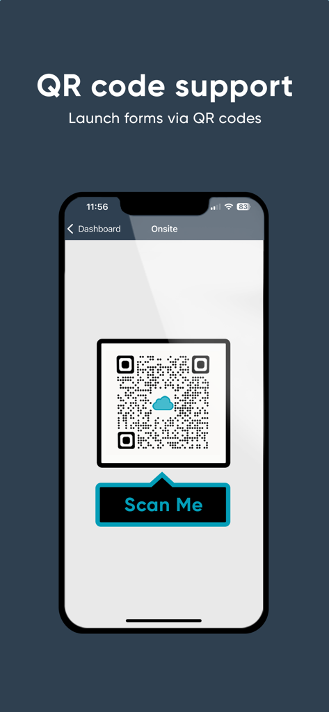 Ideagen EHS Core - Ideagen EHS Core mobile app interface showing QR code support to launch safety forms onsite