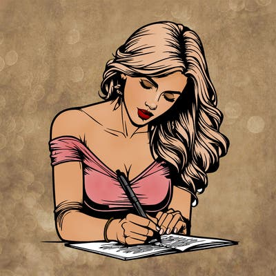 realistic female writing poetry