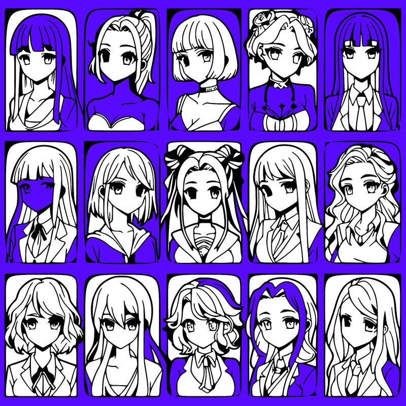 girls that look diffrent anime