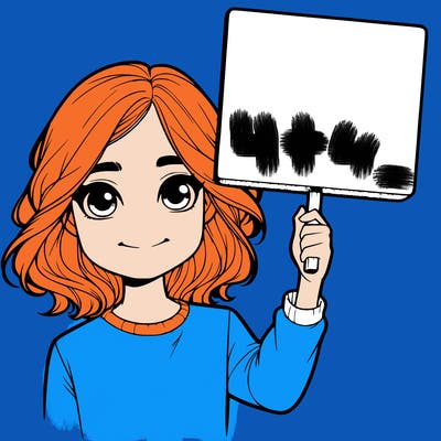 realistic girl holding up a sign