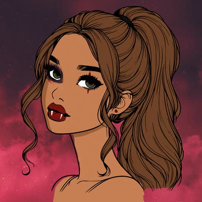 realistic girl with a ponytail on her hair and lips