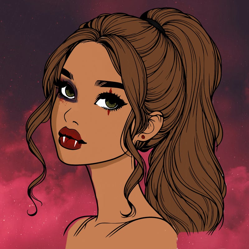 realistic girl with a ponytail on her hair and lips