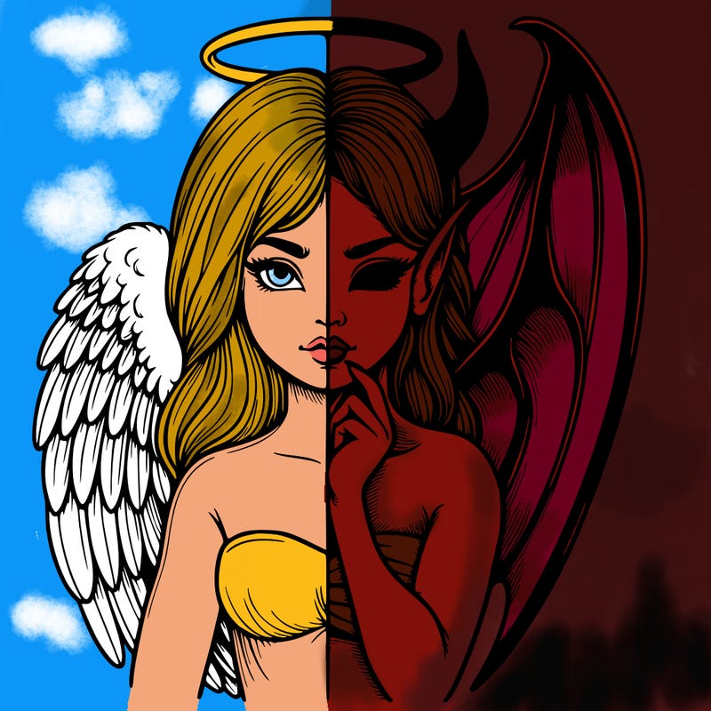 realistic angel half demon