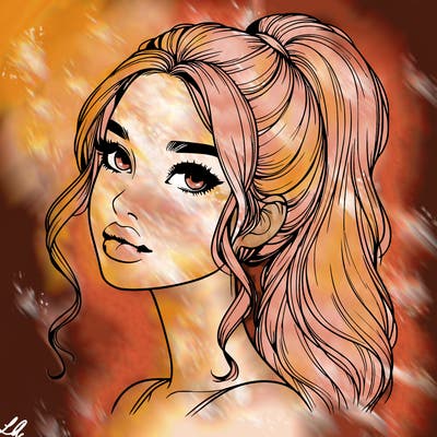 realistic girl with a ponytail on her hair and lips