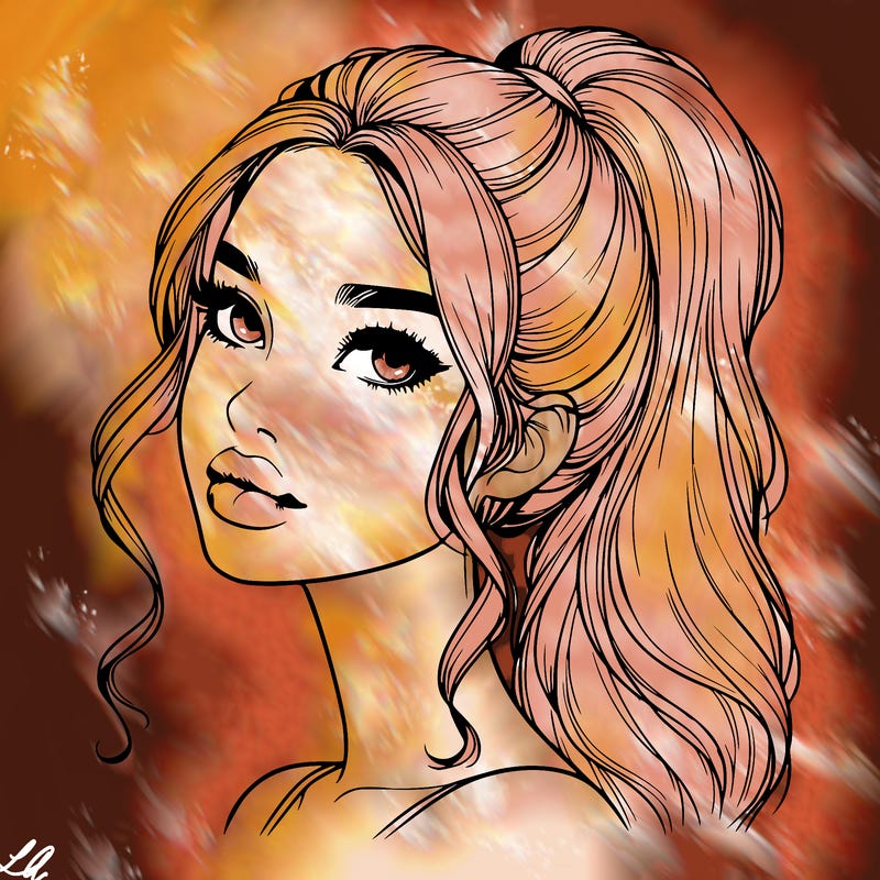 realistic girl with a ponytail on her hair and lips