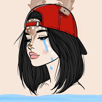 realistic  girl with a backwards hat