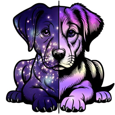 realistic dog split picture