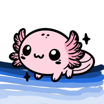 cute easy baby axolotl
