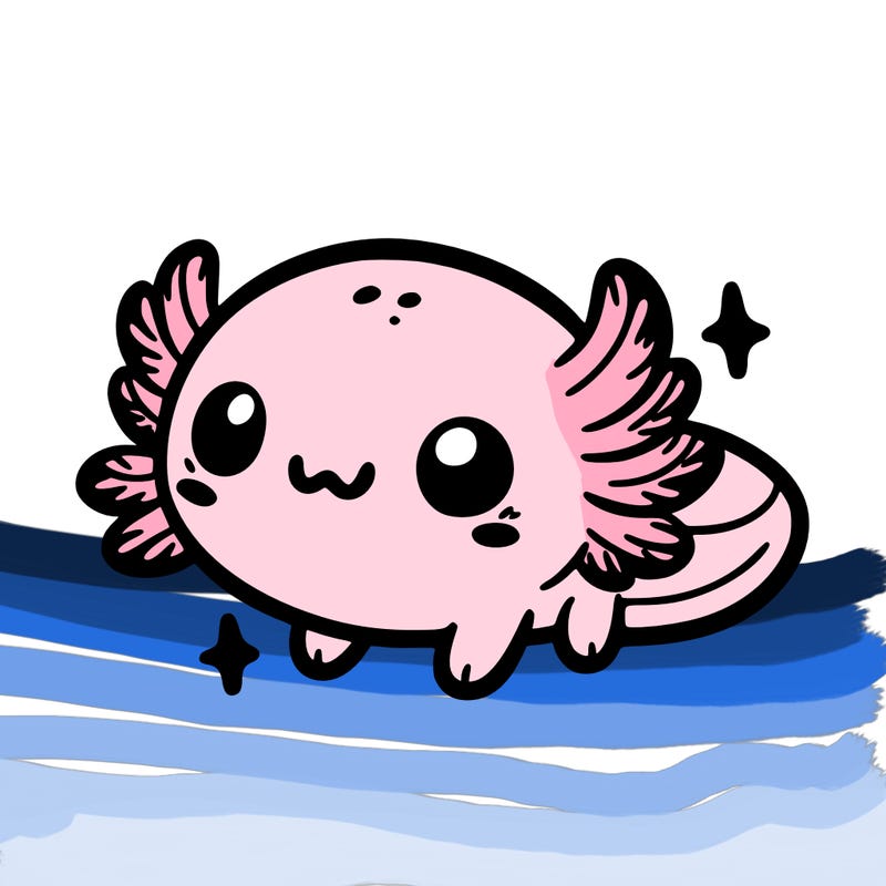 cute easy baby axolotl