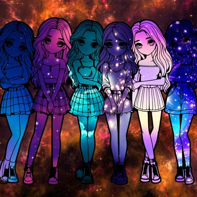 a group of girls realistic