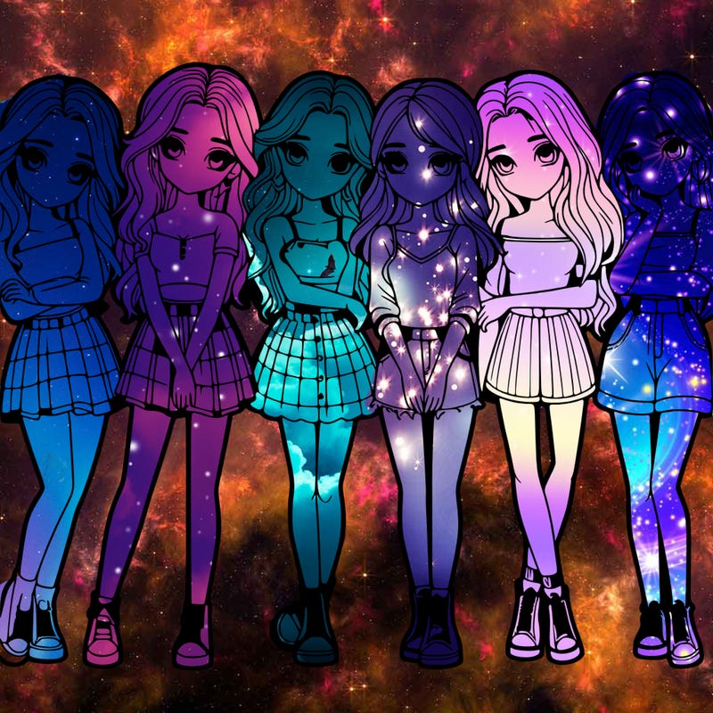 a group of girls realistic