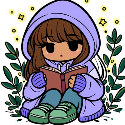 girl in oversized hoodie reading a book