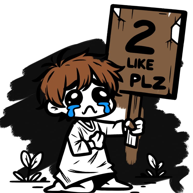 small poor toddler crying with sign that says 2 like plz