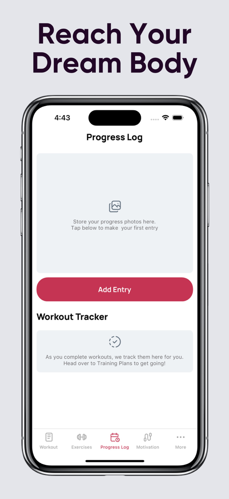 The progress log and workout tracker screen from the Big Butt and Leg Workout Planner app