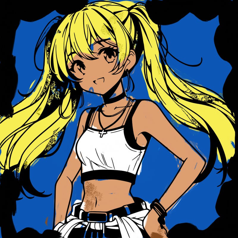 anime girl wearing crop top
