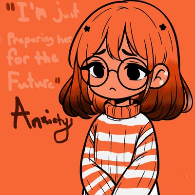 sad girl with glasses in a sweater