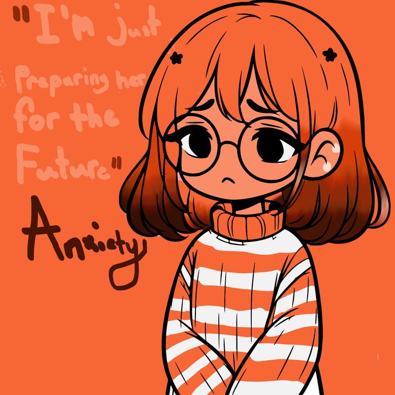 sad girl with glasses in a sweater