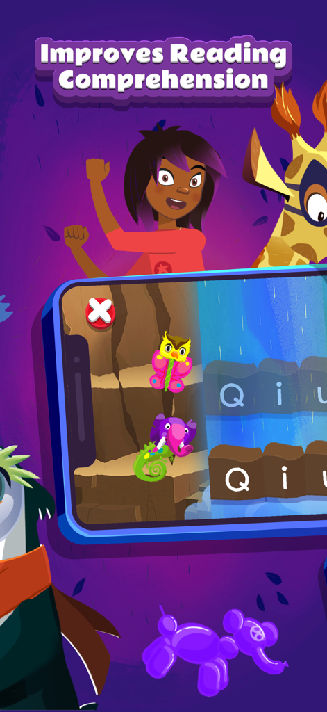 Night Zookeeper - Fun Learning - Educational game interface from Night Zookeeper app focusing on reading comprehension for children