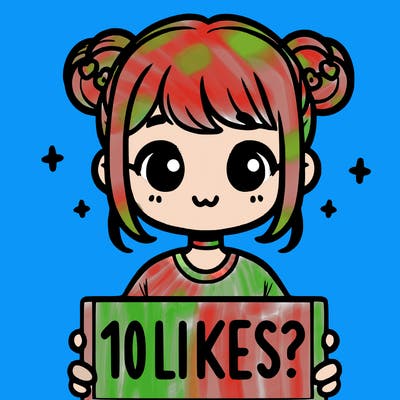 cute girl that is holding a sign that says 10 likes?