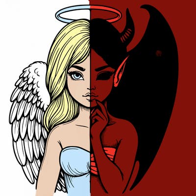 realistic angel half demon