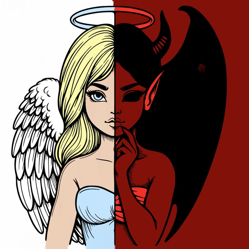 realistic angel half demon