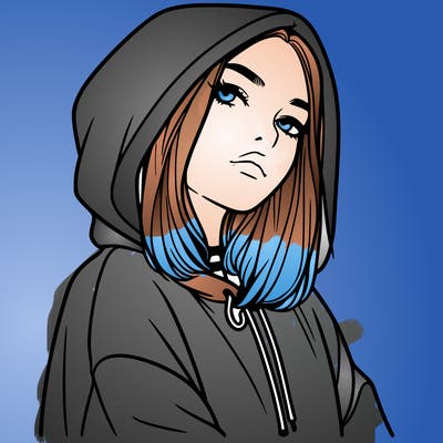 a realistic girl in a hoodie