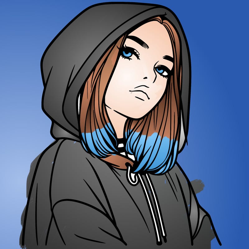 a realistic girl in a hoodie