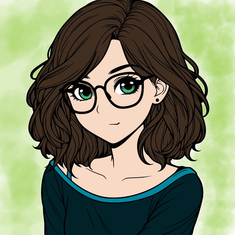 realistic girl with glasses