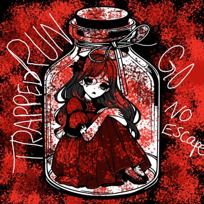 beautiful realistic girl trapped in bottle