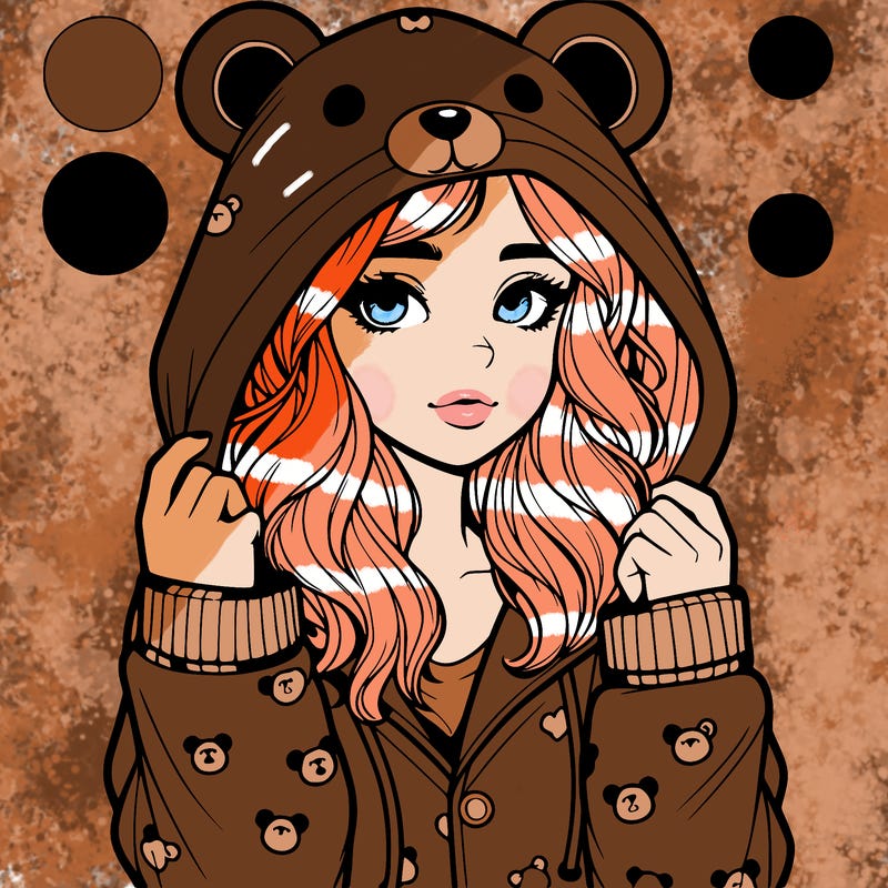 realistic girl in a animal pjs hoodie