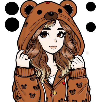realistic girl in a animal pjs hoodie