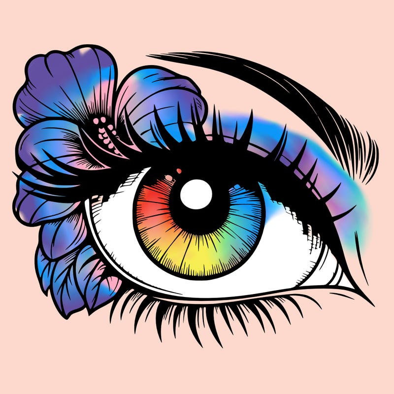 realistic eye with flower