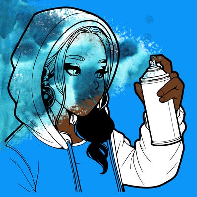 a realistic girl, spray painting