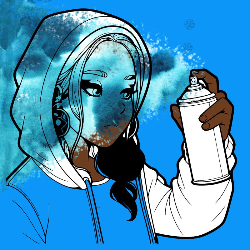 a realistic girl, spray painting
