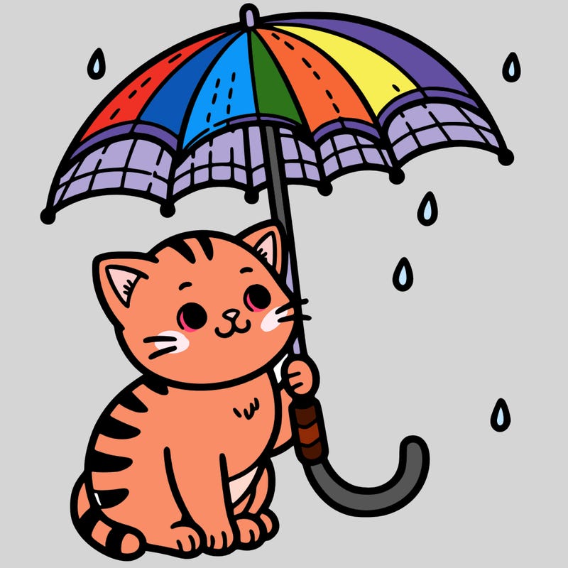 cat with an umbrella