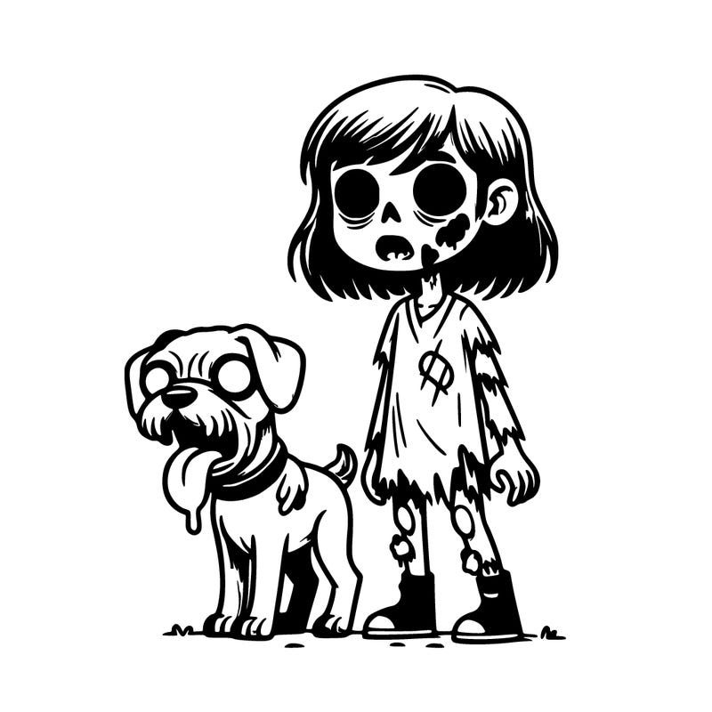 zombie girl with zombie dog
