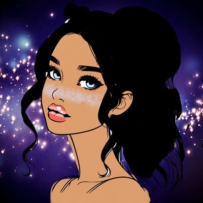 realistic girl with a ponytail on her hair and lips